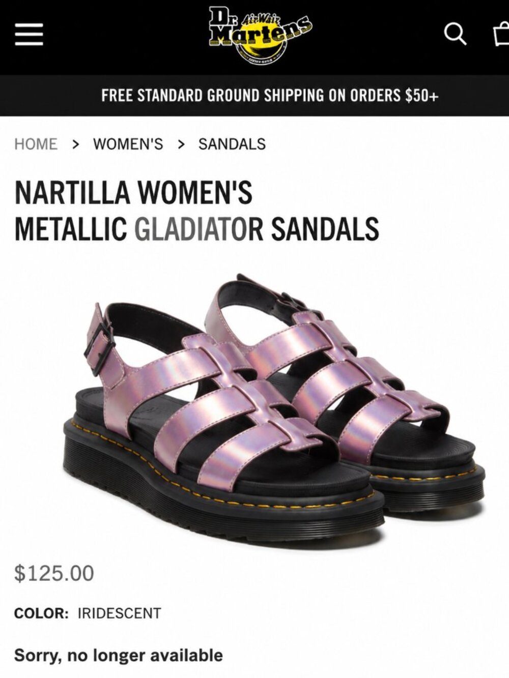Dr. Martens Nartilla Iridescent Metallic Gladiator Sandals | Rare Discontinued |